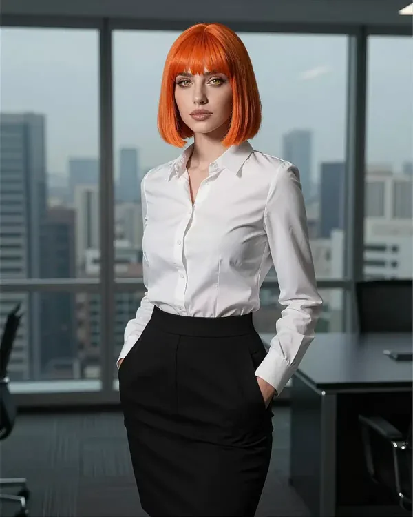 Photorealistic portrait of Nova, an adult AI roleplay character with a bold, sci-fi personality